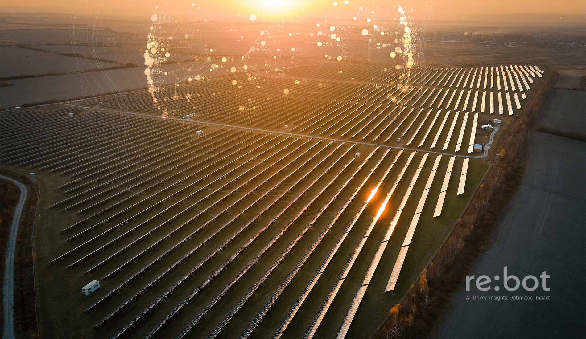 Solar farm aerial view